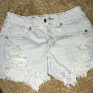 light wash denim ripped shorts
